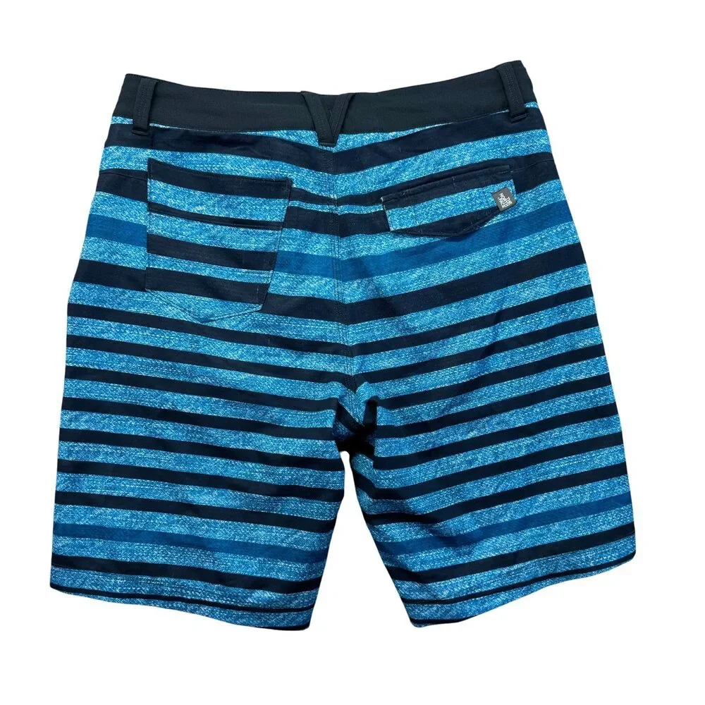 The North Face Shorts Men's 30 Blue Hybrid Striped Hidden Drawstring Lightweight